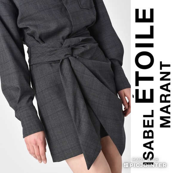 Isabel Marant Nolla Grey Knotted dress virgin wool - Picture 6 of 16